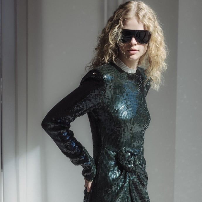 Image of model in ROTATE outfit